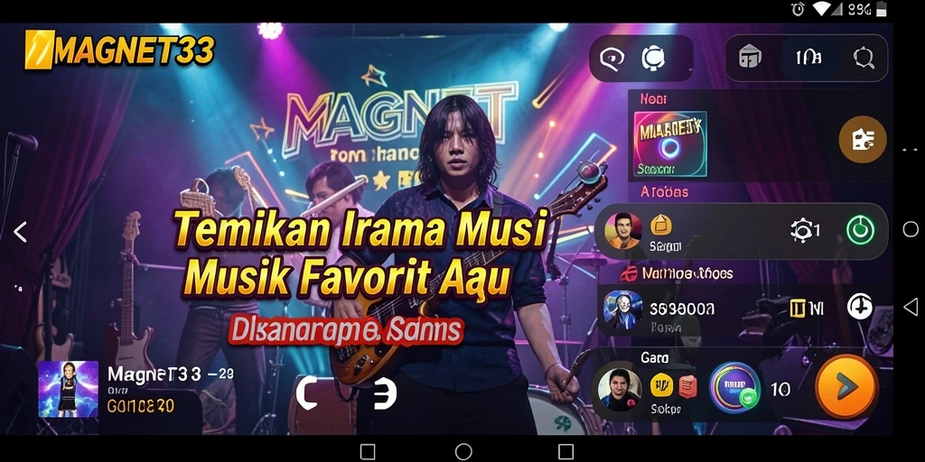 Tampilan gameplay MAGNET33 dengan berbagai pilihan musik.