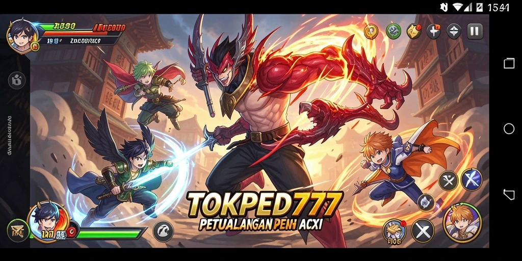 Tampilan seru gameplay TOKPED777 dengan karakter Anime favorit.